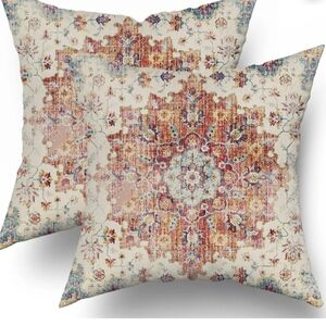 Floral Pattern Throw Pillow Set Of 2 Multicolor 18"